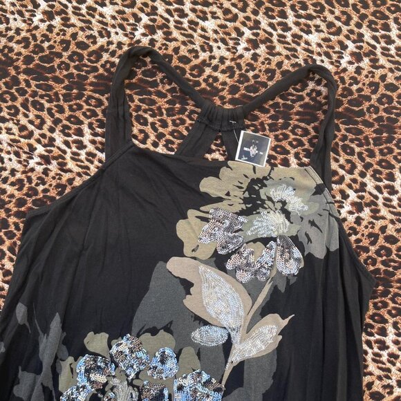 ꧁ floral sequin sleazy tank top ꧂ - Picture 2 of 7